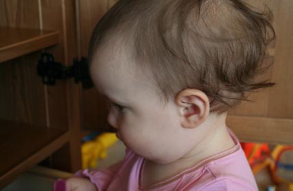 Audrey's bedhead.  Poor girl!