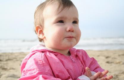 Now she's a bit happier.  Overall, I think it was a fairly successful first trip to the ocean.
